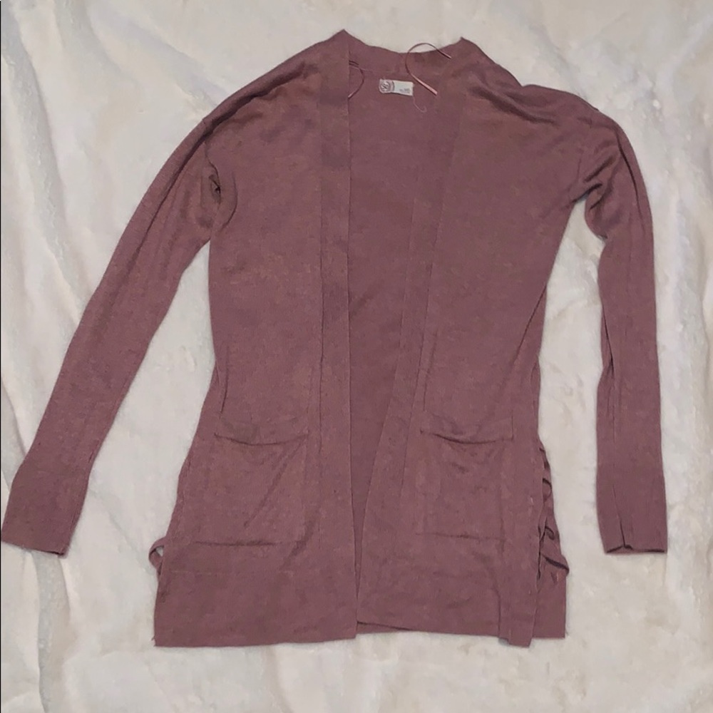 Blush Lace Up Cardigan